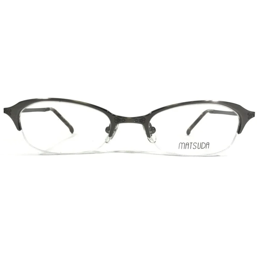 Matsuda Eyeglasses Frames 10208 AGR Brushed Gunmetal Gray Cat Eye 49-19-142